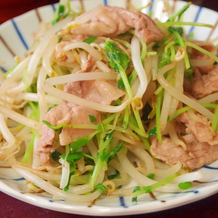 豆苗と豚肉のササッと炒め